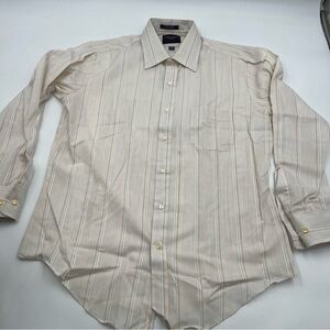 Men’s vintage Arrow from Cluett.  Cream & brown sz 16.5 32/33. ‎ NWOT